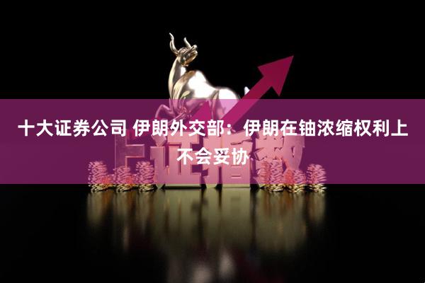十大证券公司 伊朗外交部：伊朗在铀浓缩权利上不会妥协